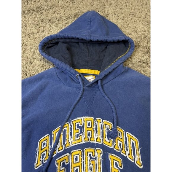 AMERICAN EAGLE Varsity Hoodie Heavyweight Thick Sweatshirt Y2k 90s Track LARGE - Picture 7 of 11